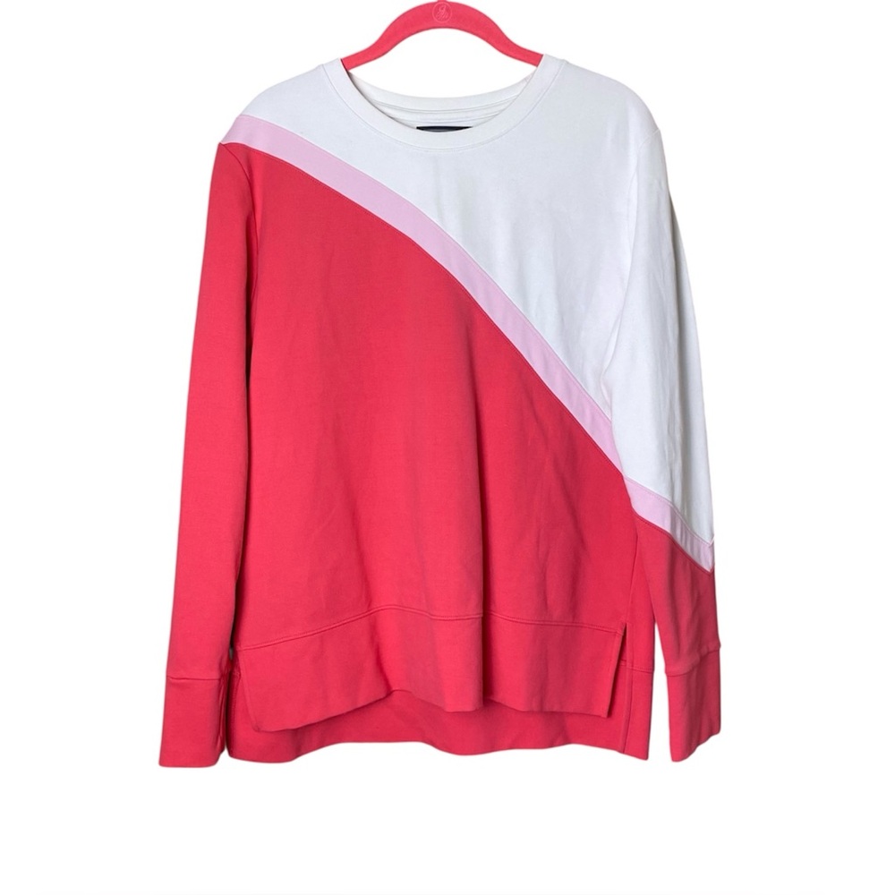 Duffield Lane London Sweatshirt Pink Colorblock Large Preppy Coastal - Picture 4 of 7